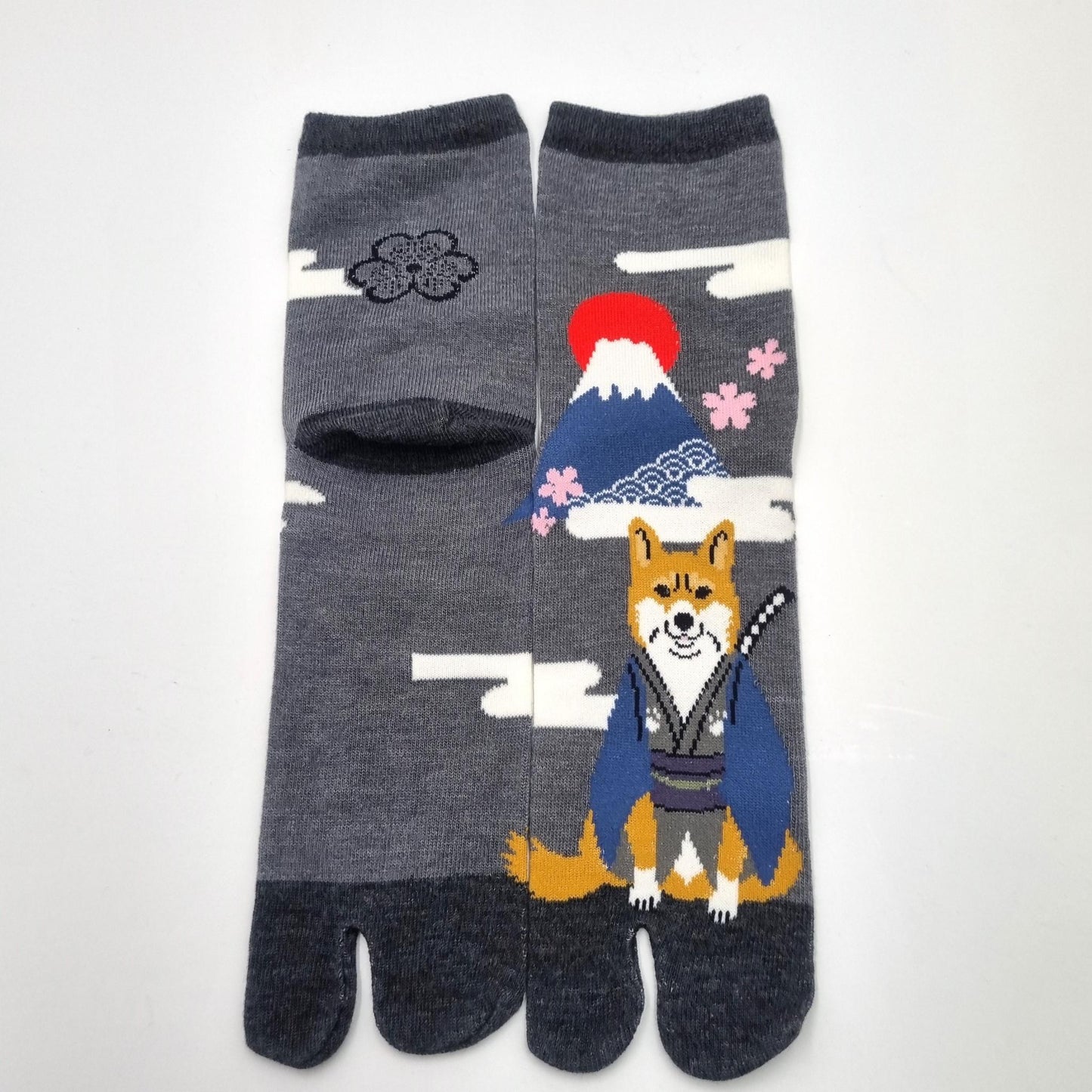 Chaussettes Japonaises Tabi en coton - Chien Shiba Samourai Taille Large