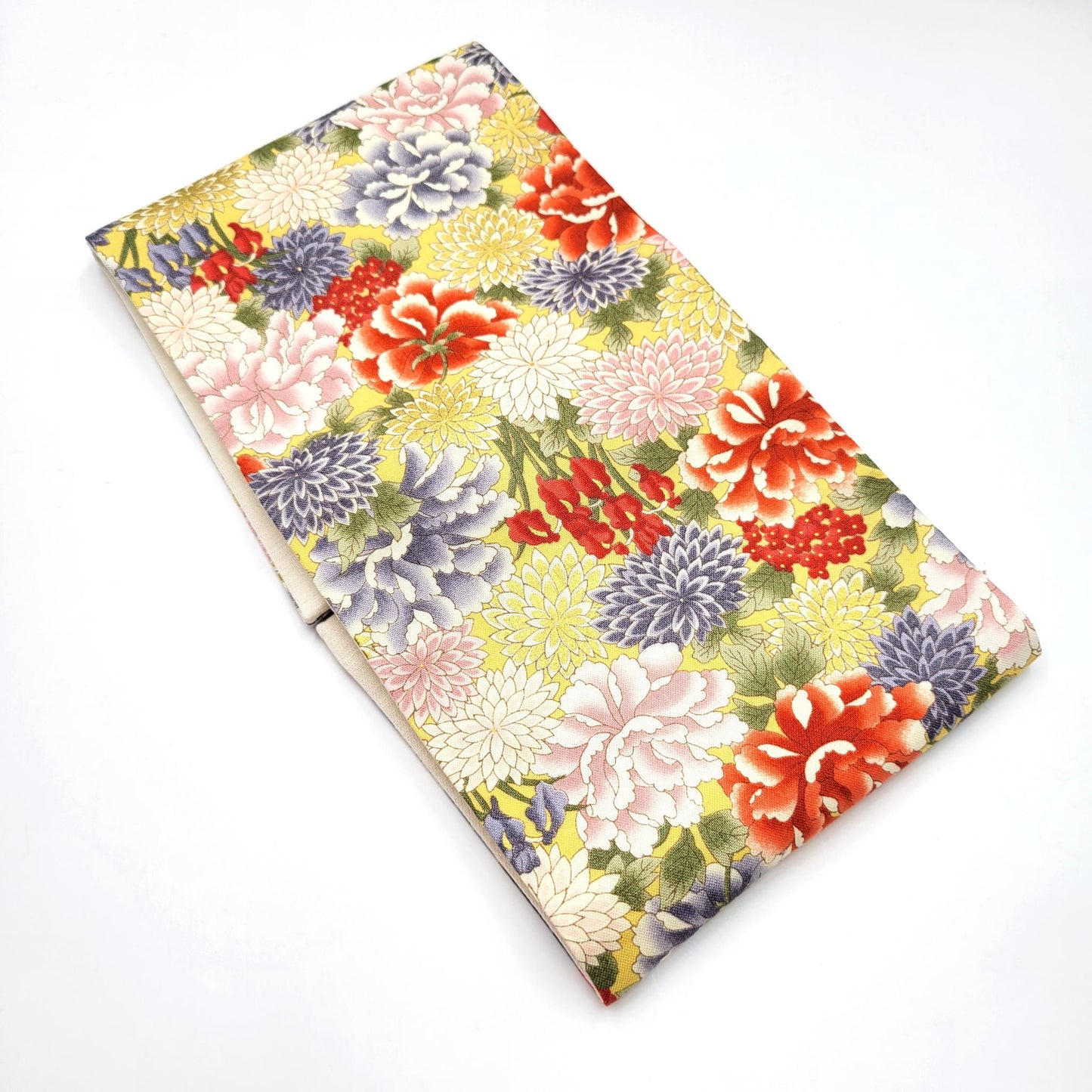 Ceinture réversible Musubi en coton - Pivoine et Chrysanthème