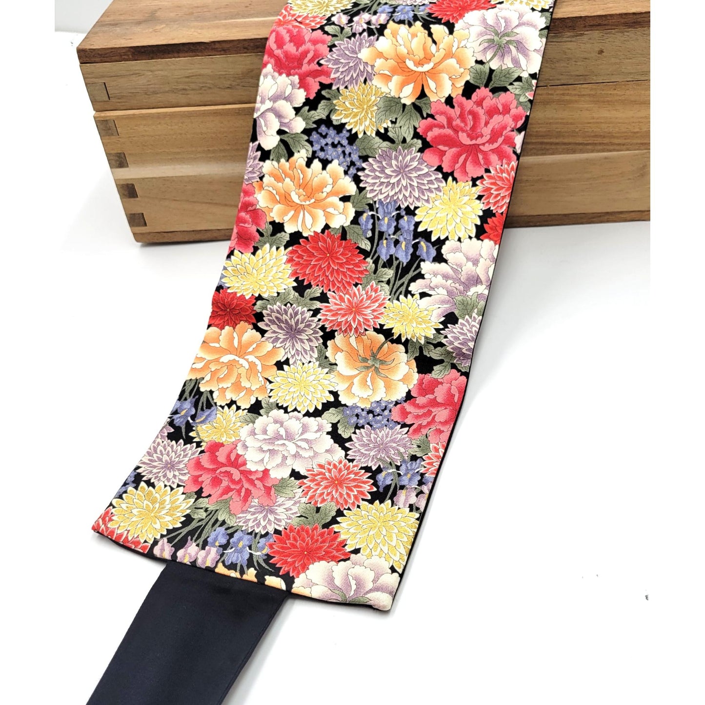 Ceinture réversible Musubi en coton - Pivoine et Chrysanthème