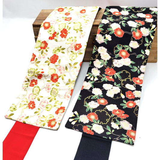 Ceinture réversible Musubi en coton -Cent fleurs en gloire