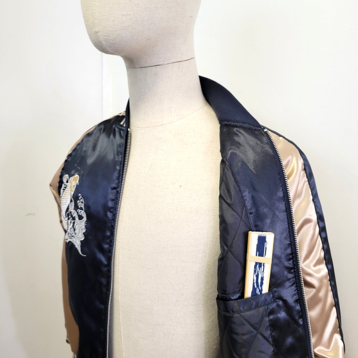 Sukajan Koi and Dragon - Navy