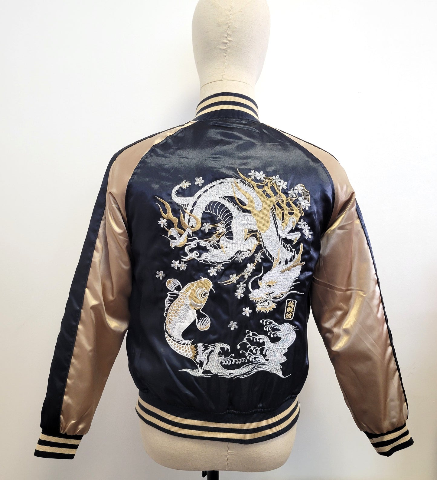 Sukajan Koi and Dragon - Navy