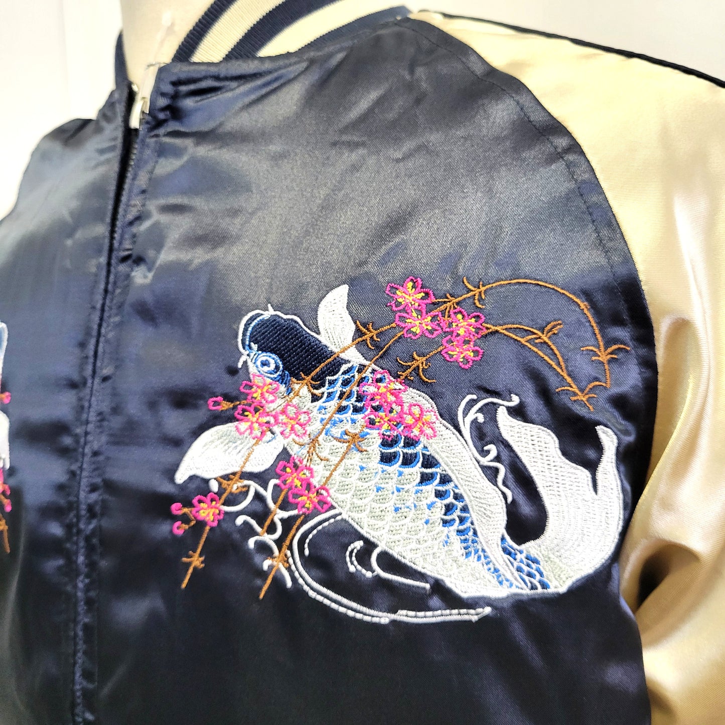 Sukajan Koi et Mont Fuji - Navy Non  rembourré