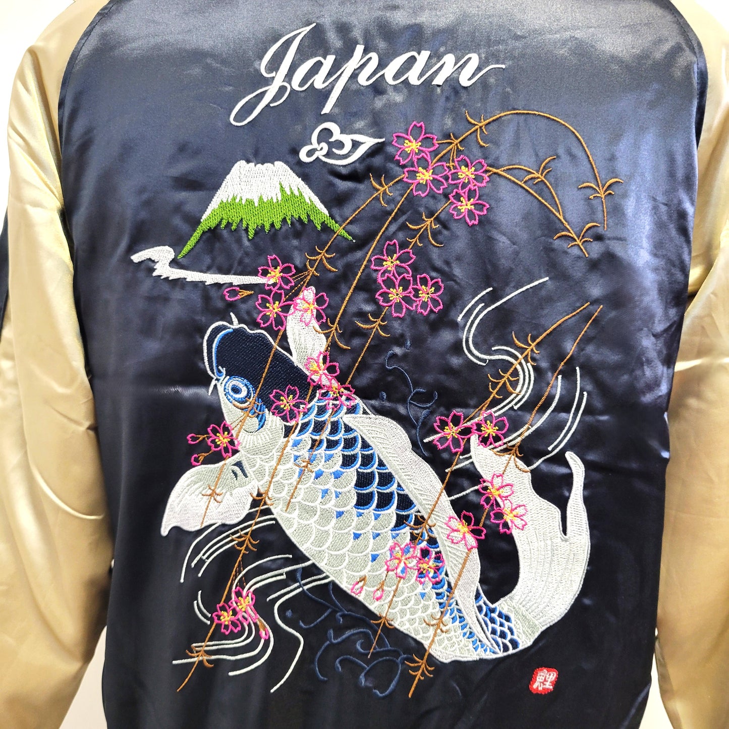 Sukajan Koi et Mont Fuji - Navy Non  rembourré