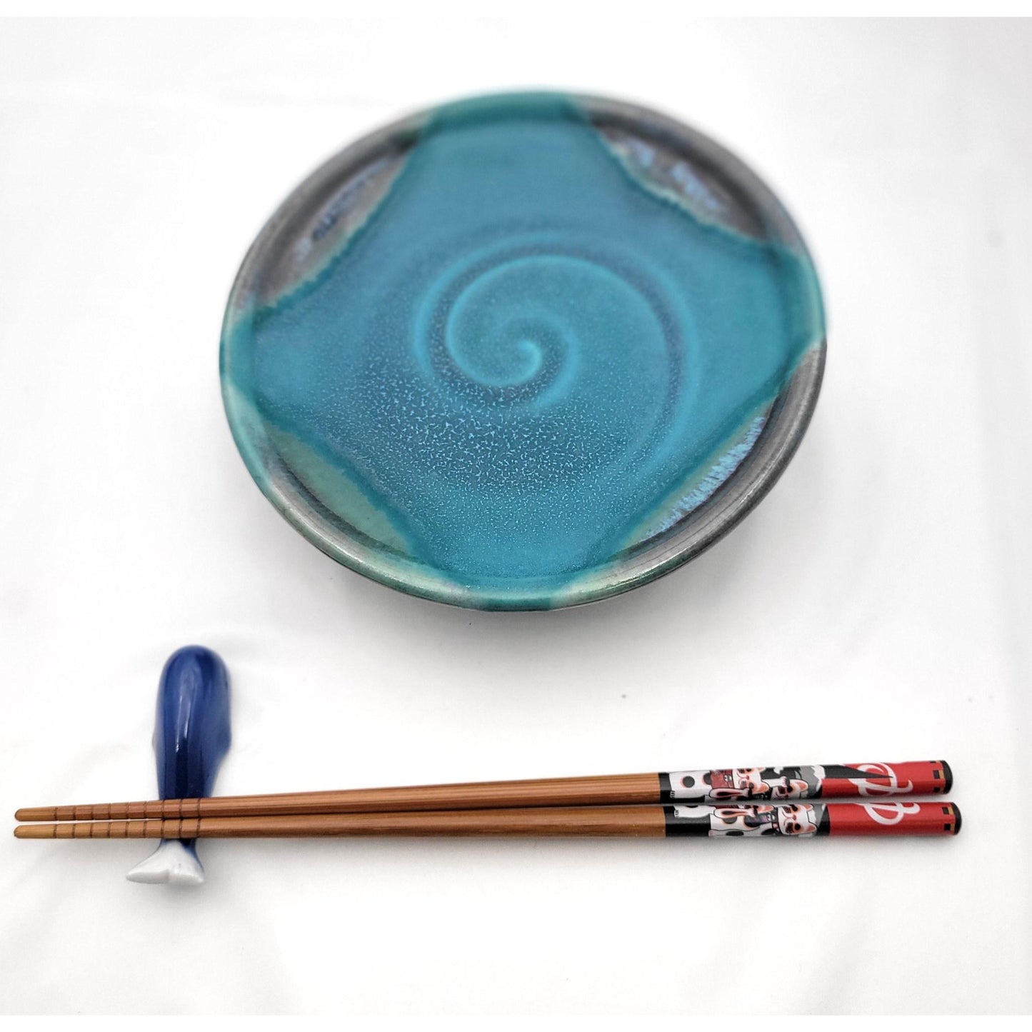 ASSIETTE TURQUOISE SPIRALE