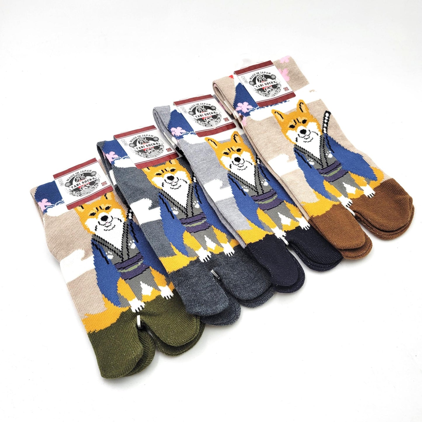 Chaussettes Japonaises Tabi en coton - Chien Shiba Samourai Taille EU 34 à 40