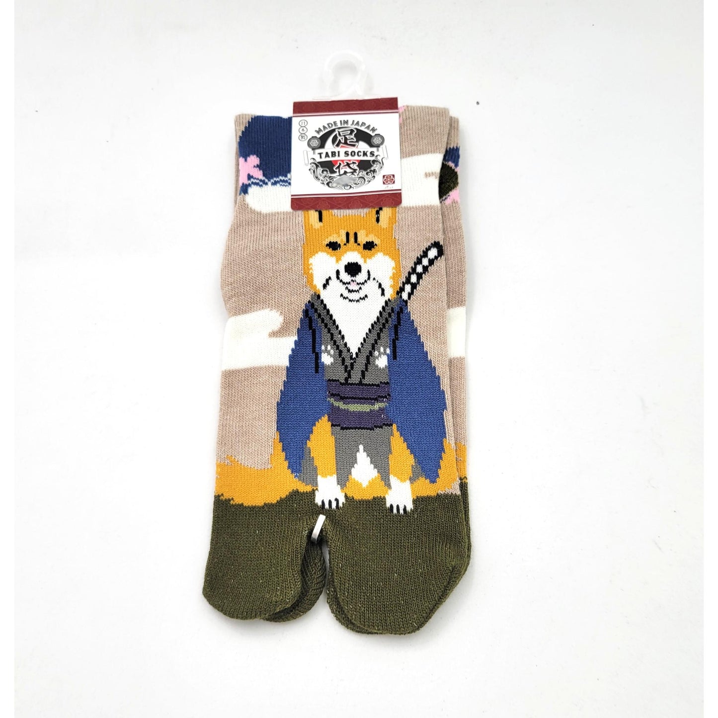 Chaussettes Japonaises Tabi en coton - Chien Shiba Samourai Taille EU 34 à 40