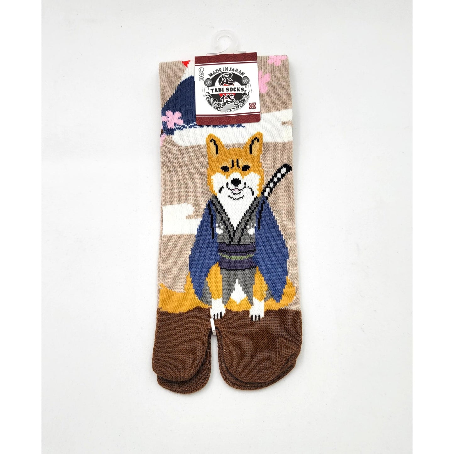 Chaussettes Japonaises Tabi en coton - Chien Shiba Samourai Taille EU 34 à 40