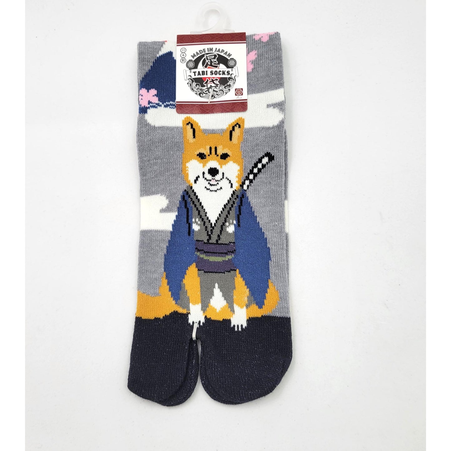 Chaussettes Japonaises Tabi en coton - Chien Shiba Samourai Taille EU 34 à 40