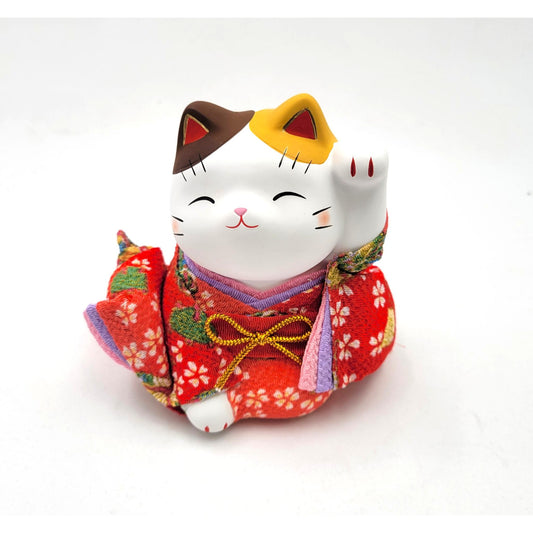 CHIRIMEN NEKO RED KIMONO