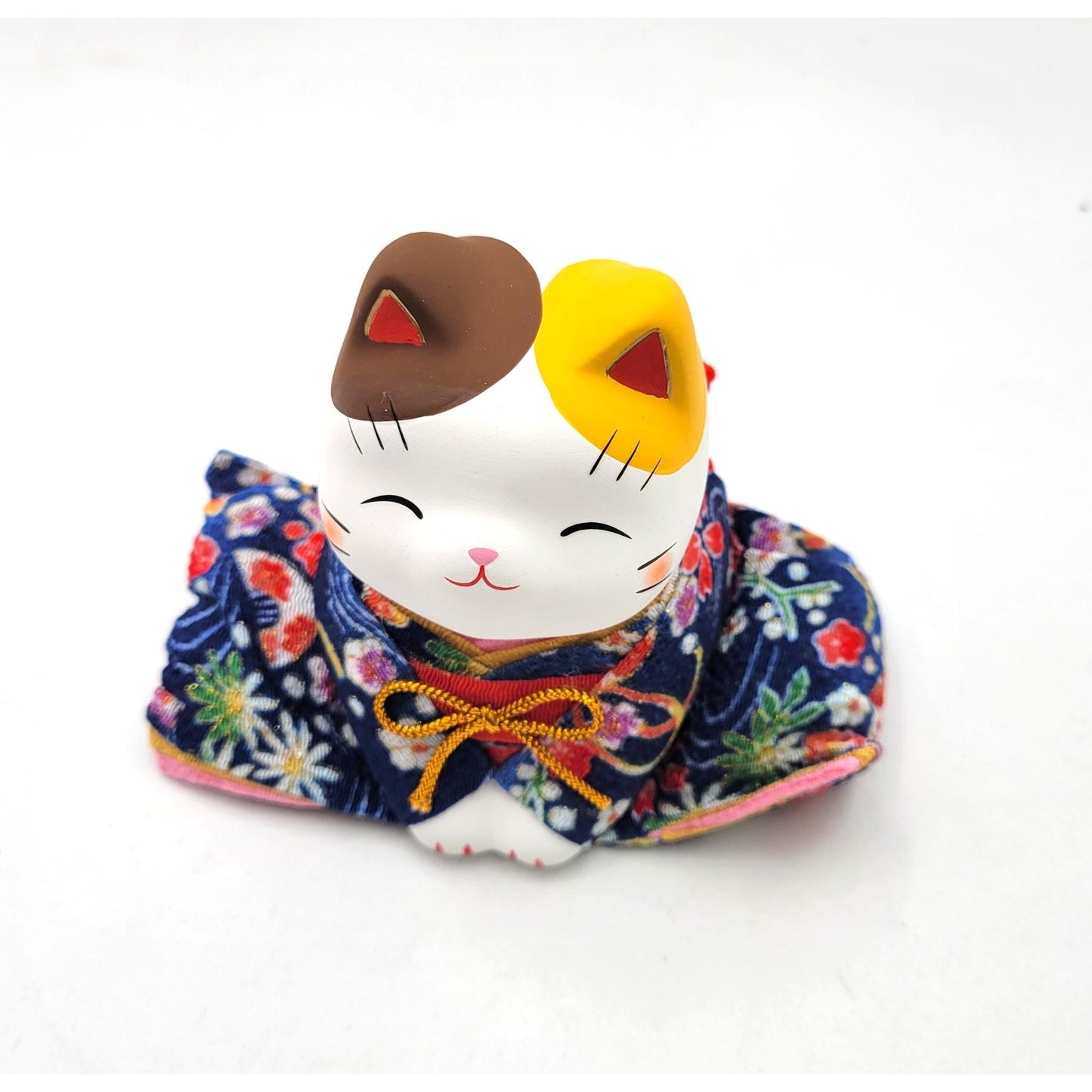 CHIRIMEN NEKO KIMONO BLUE