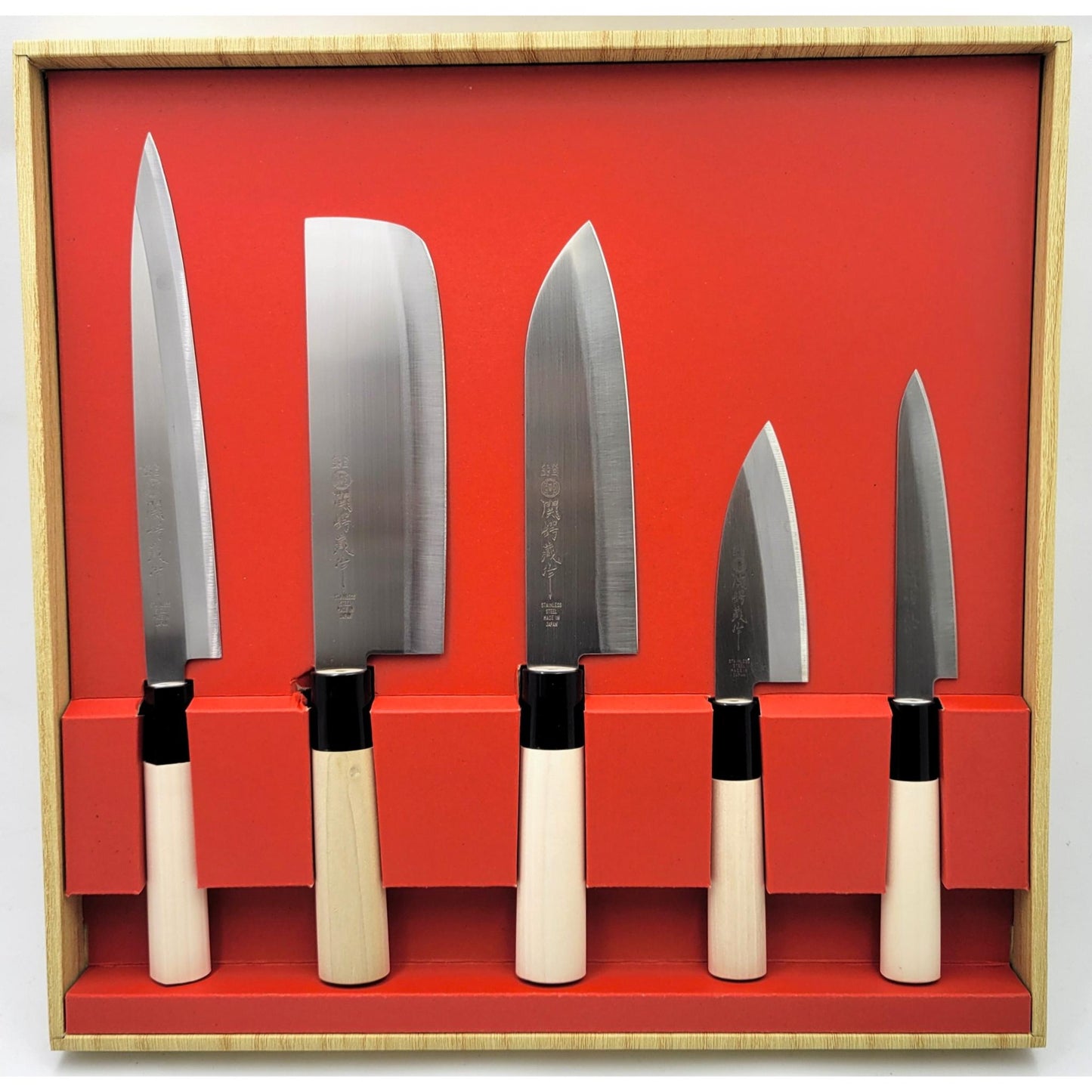 Set of 5 Traditional Japanese Kitchen Knives: Culinary Excellence from Japan
