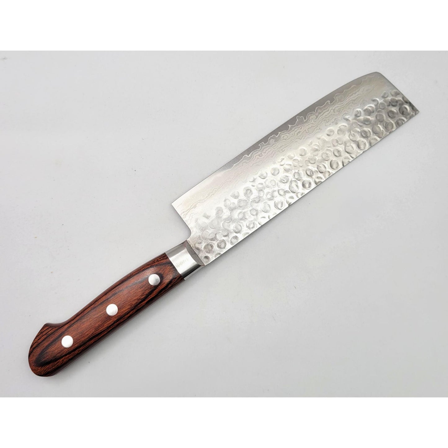 Japanese Knife in Hammered Damascus Steel