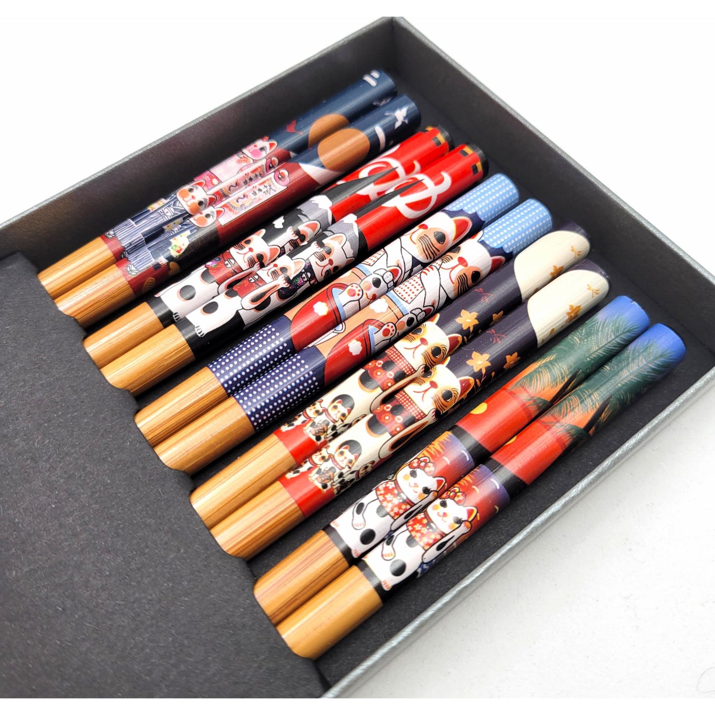 Lot de 5 Paires de Baguettes Bambou - 2 Designs