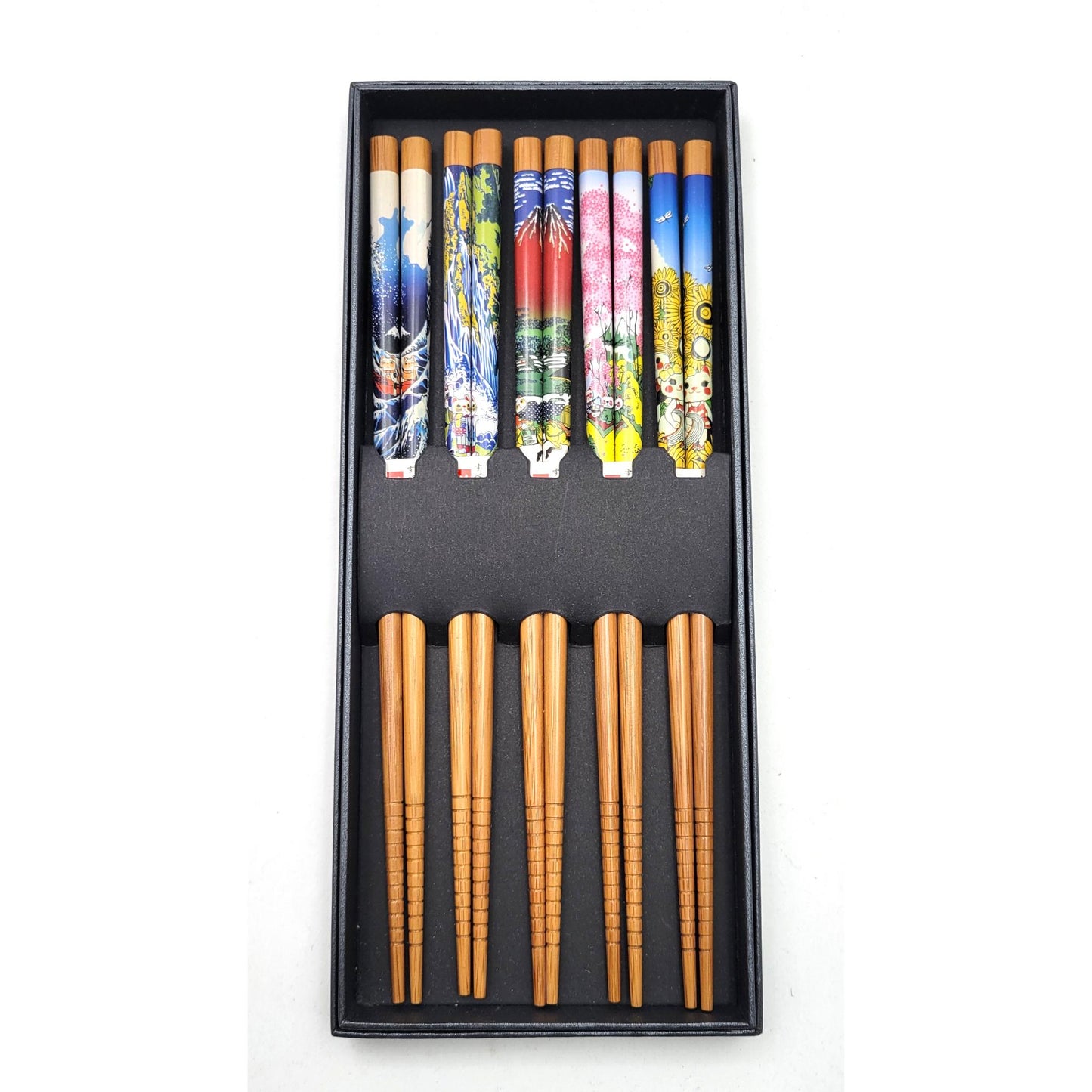 Lot de 5 Paires de Baguettes Bambou - 2 Designs