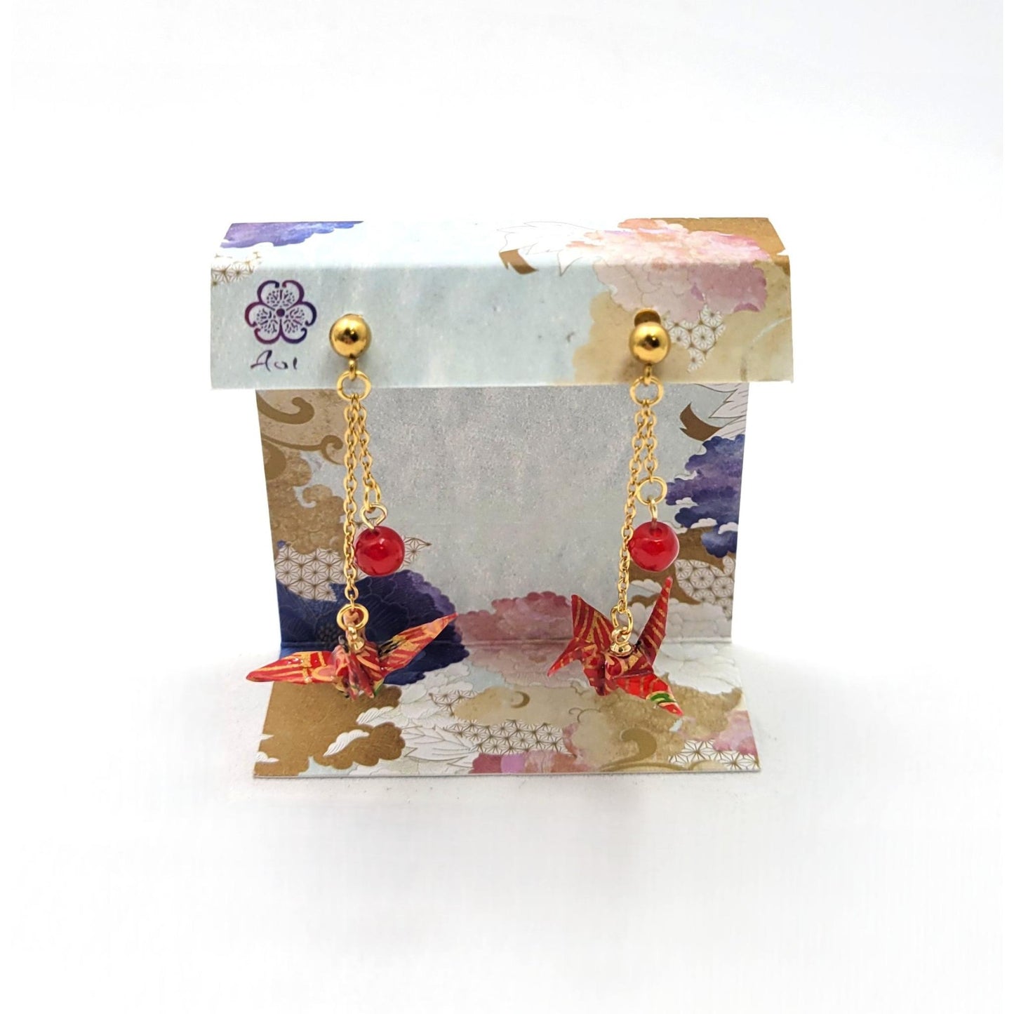 Boucles d'oreilles Gru - Vert, Rouge, Violet, Rouge Doree AOI