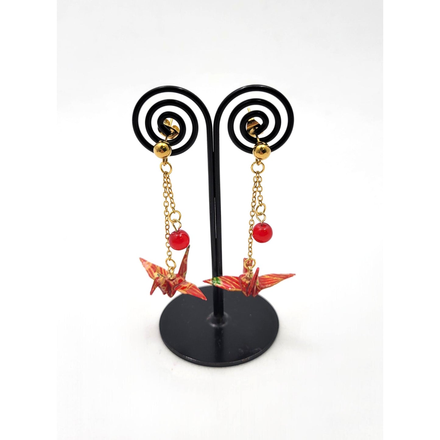 Boucles d'oreilles Gru - Vert, Rouge, Violet, Rouge Doree AOI