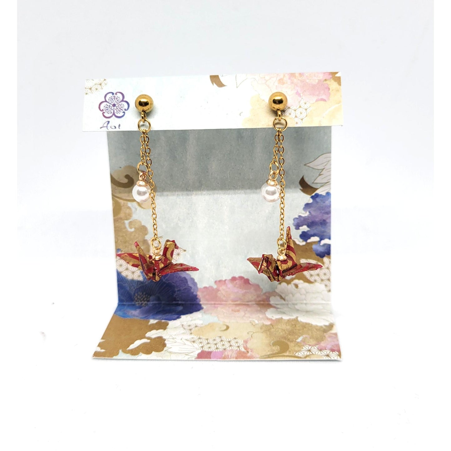 Boucles d'oreilles Gru - Vert, Rouge, Violet, Rouge Doree AOI