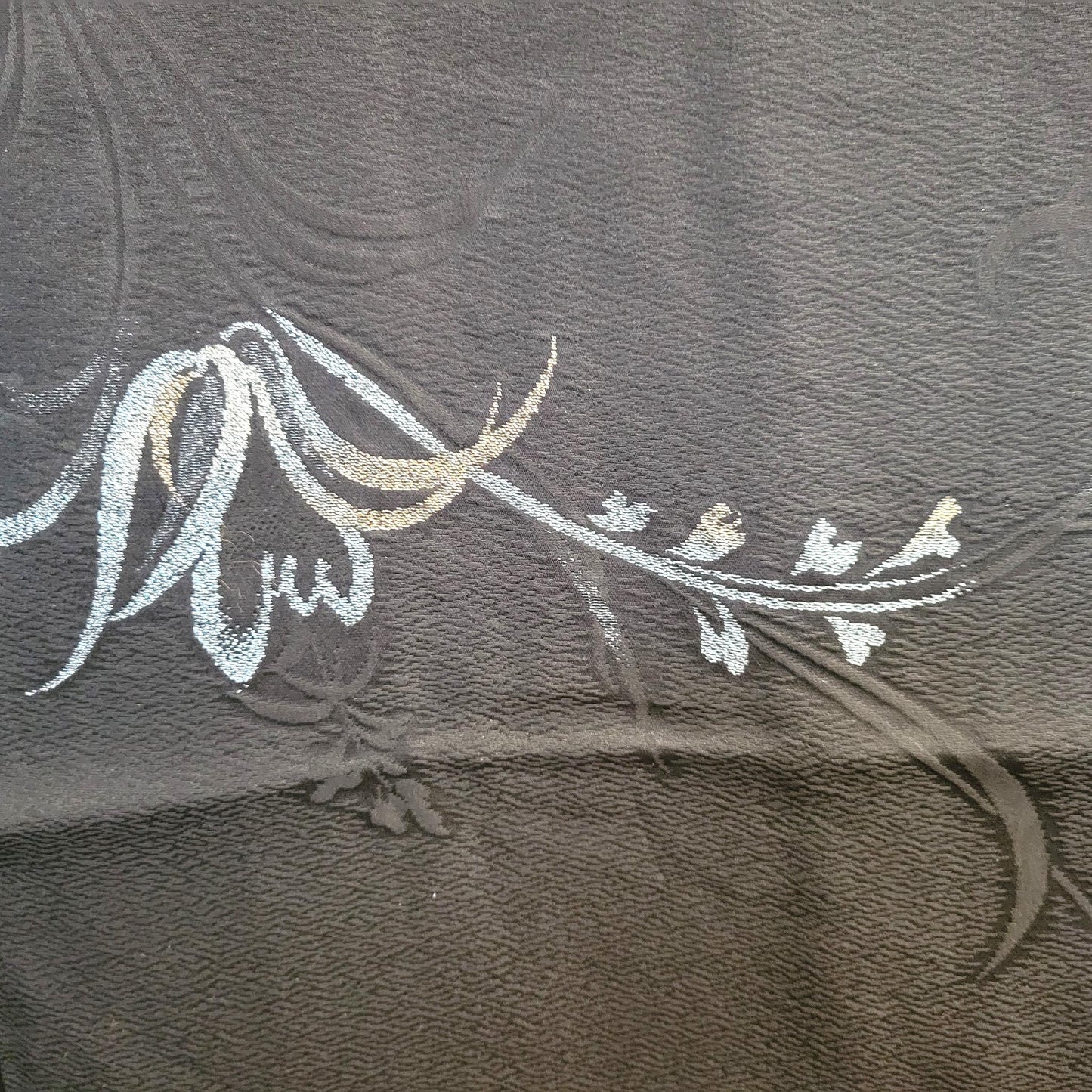 Vintage Japanese Silk Haori Jacket - Authentic Kimono Robe Noir [Inspiré du muguet]