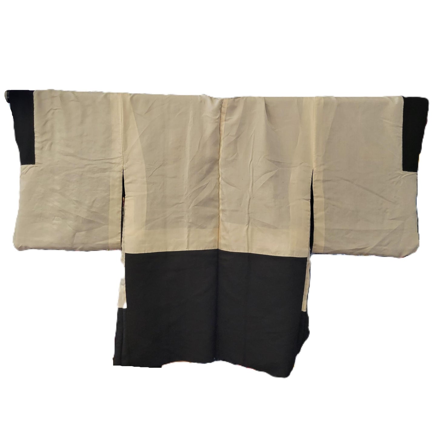Vintage Japanese Silk Haori Jacket - Authentic Kimono Robe Noir  [Les enfants jouent]