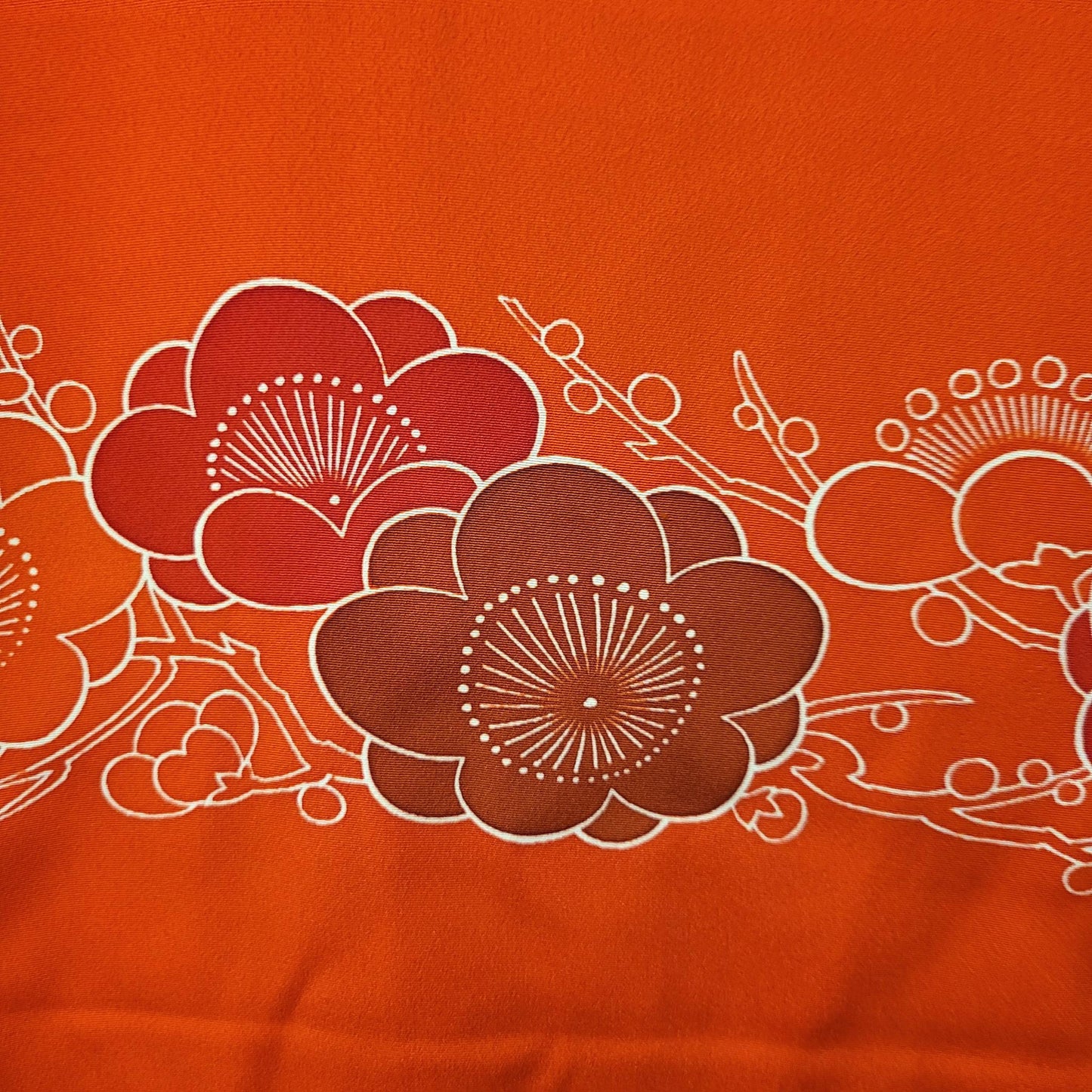 Vintage Japanese Silk Haori Jacket - Authentic Kimono Robe [Orange fleur de prunier]