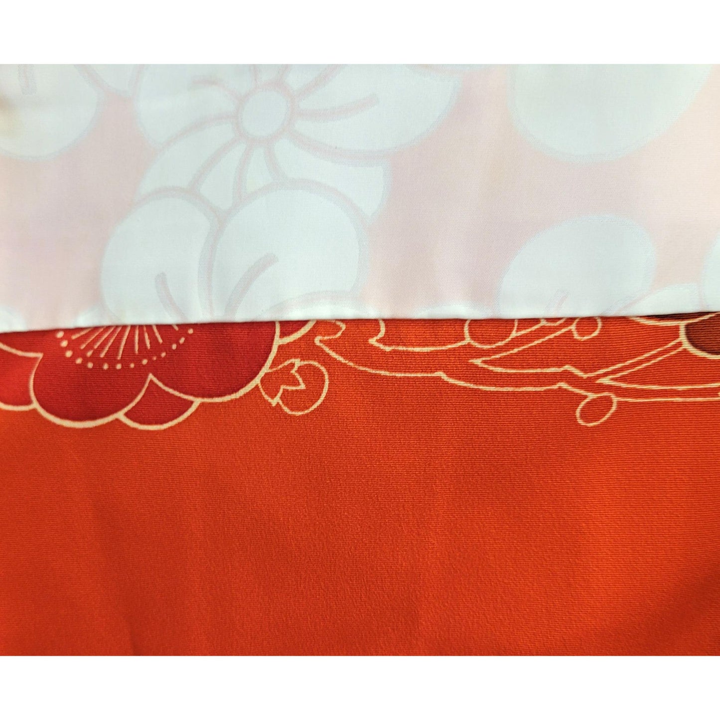 Vintage Japanese Silk Haori Jacket - Authentic Kimono Robe [Orange fleur de prunier]