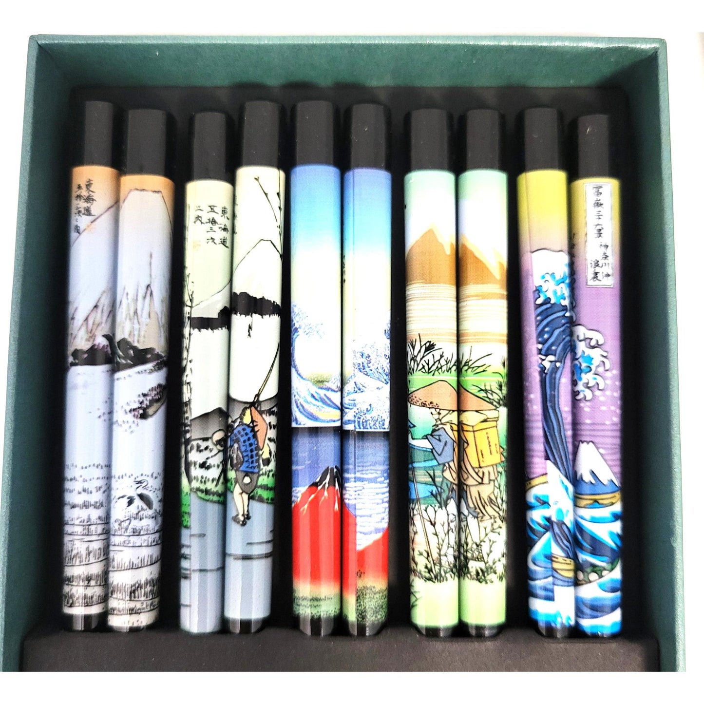 Lot de 5 Paires de Baguettes Bambou - UKIOE Hokusai le noir et le bois