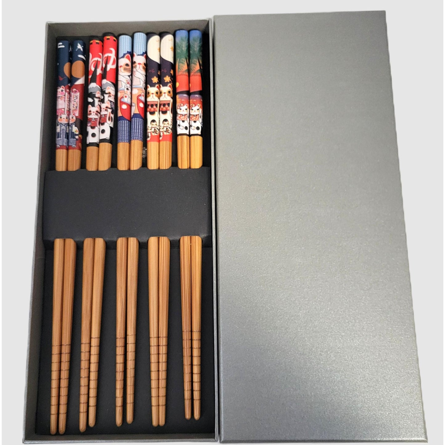 Lot de 5 Paires de Baguettes Bambou - 2 Designs