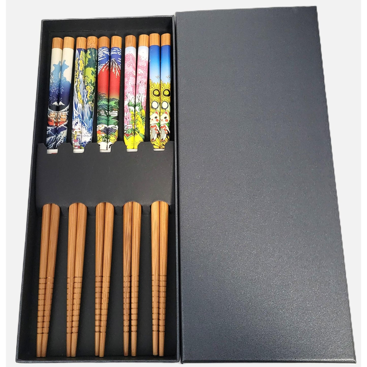 Lot de 5 Paires de Baguettes Bambou - 2 Designs