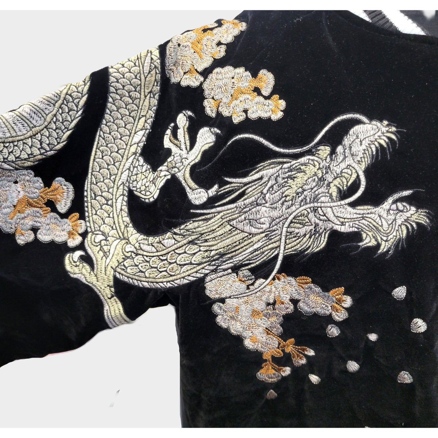 Black Velvet Sukajan Jacket - Japanese Dragon Embroidery