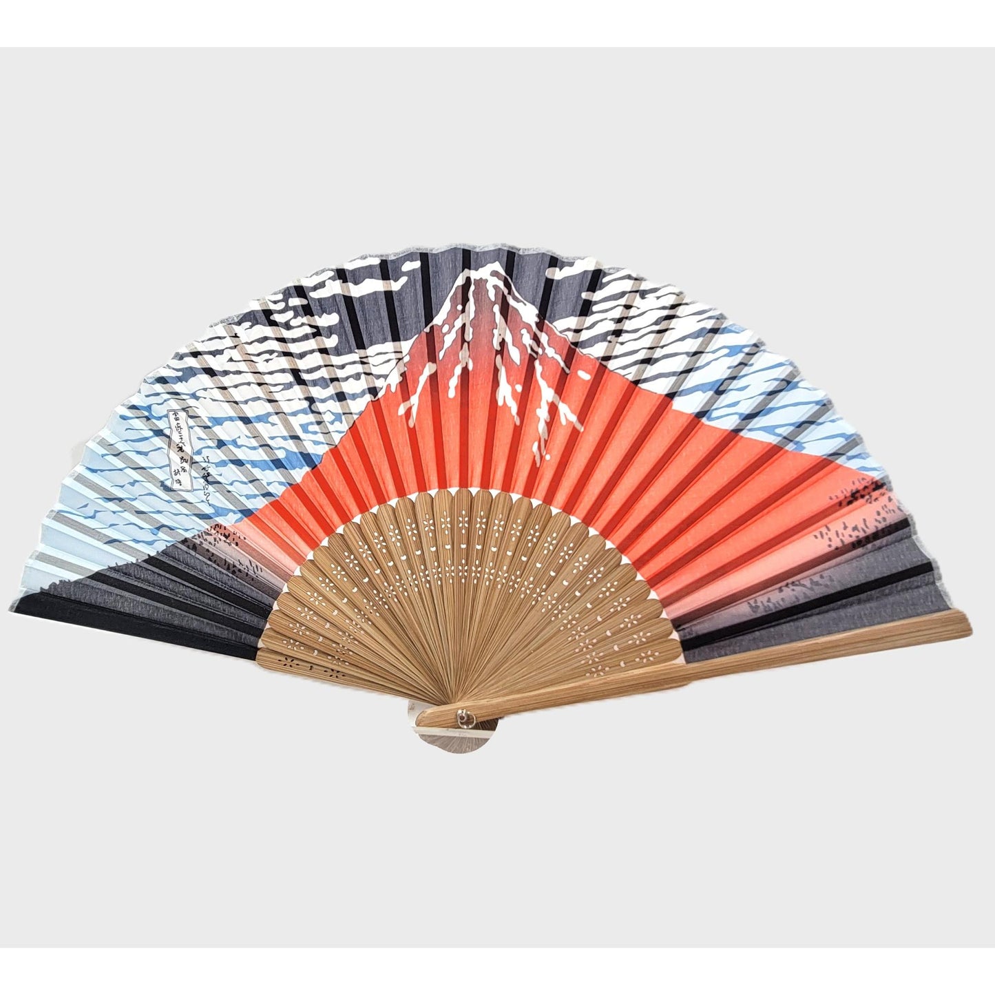 Collection Eventail AOI - Motif UKIYOE Japonais HOKISAI-Le Mont Fuji rouge et les vagues