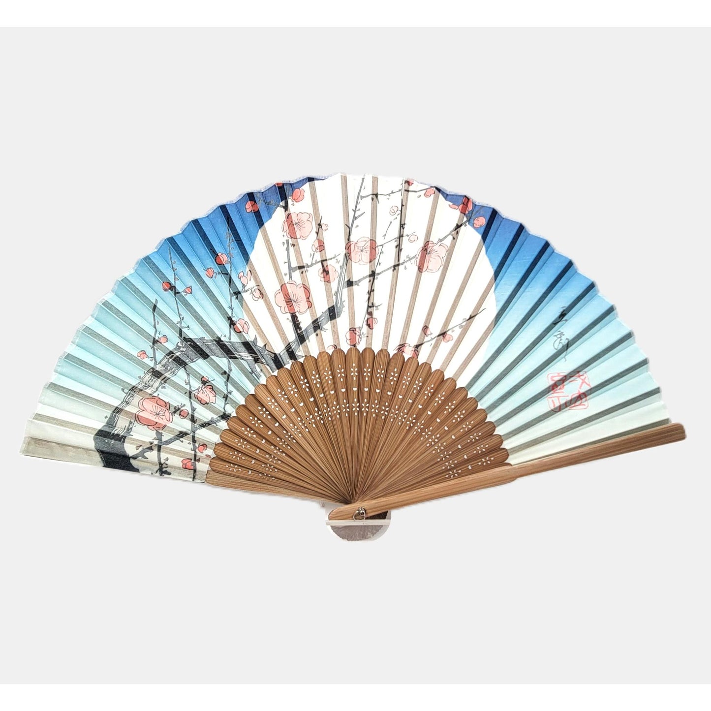 AOI Fan Collection - Japanese Ukiyo-e Hiroshige Red Plum and Crane pattern