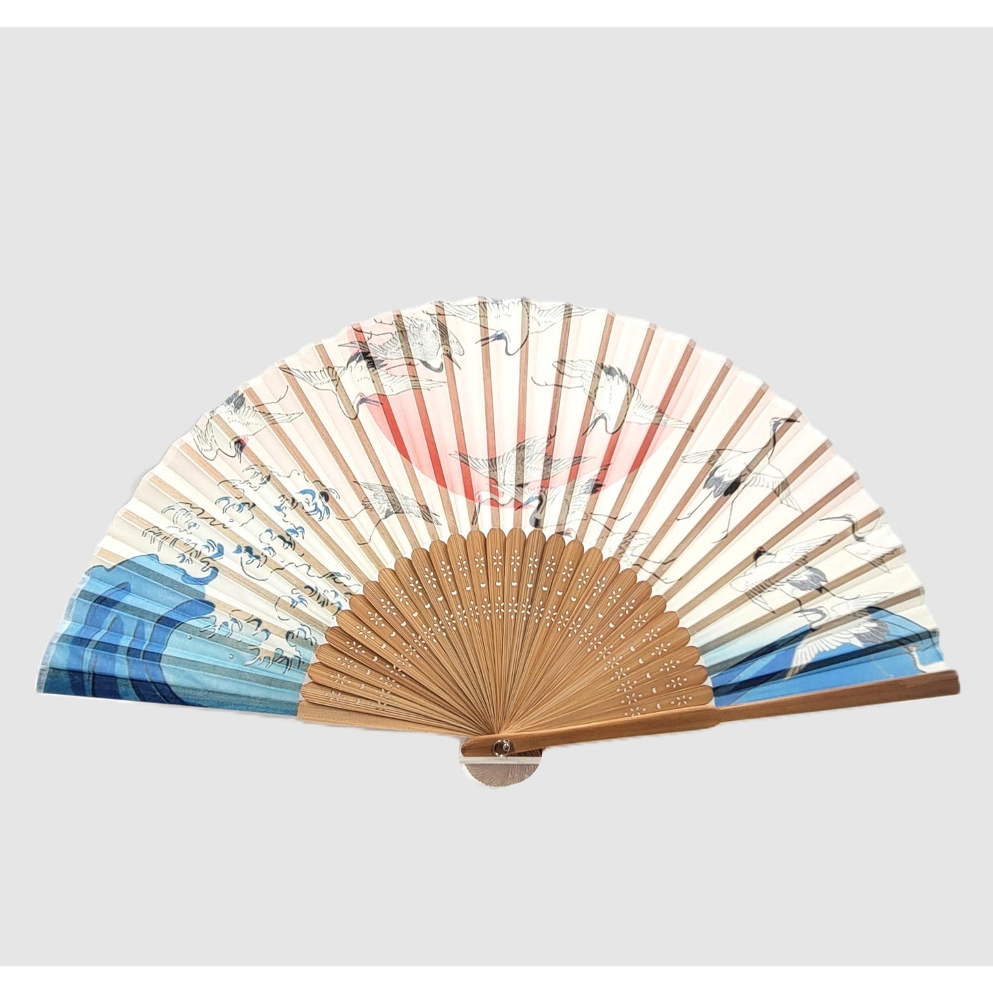 AOI Fan Collection - Japanese Ukiyo-e Hiroshige Red Plum and Crane pattern