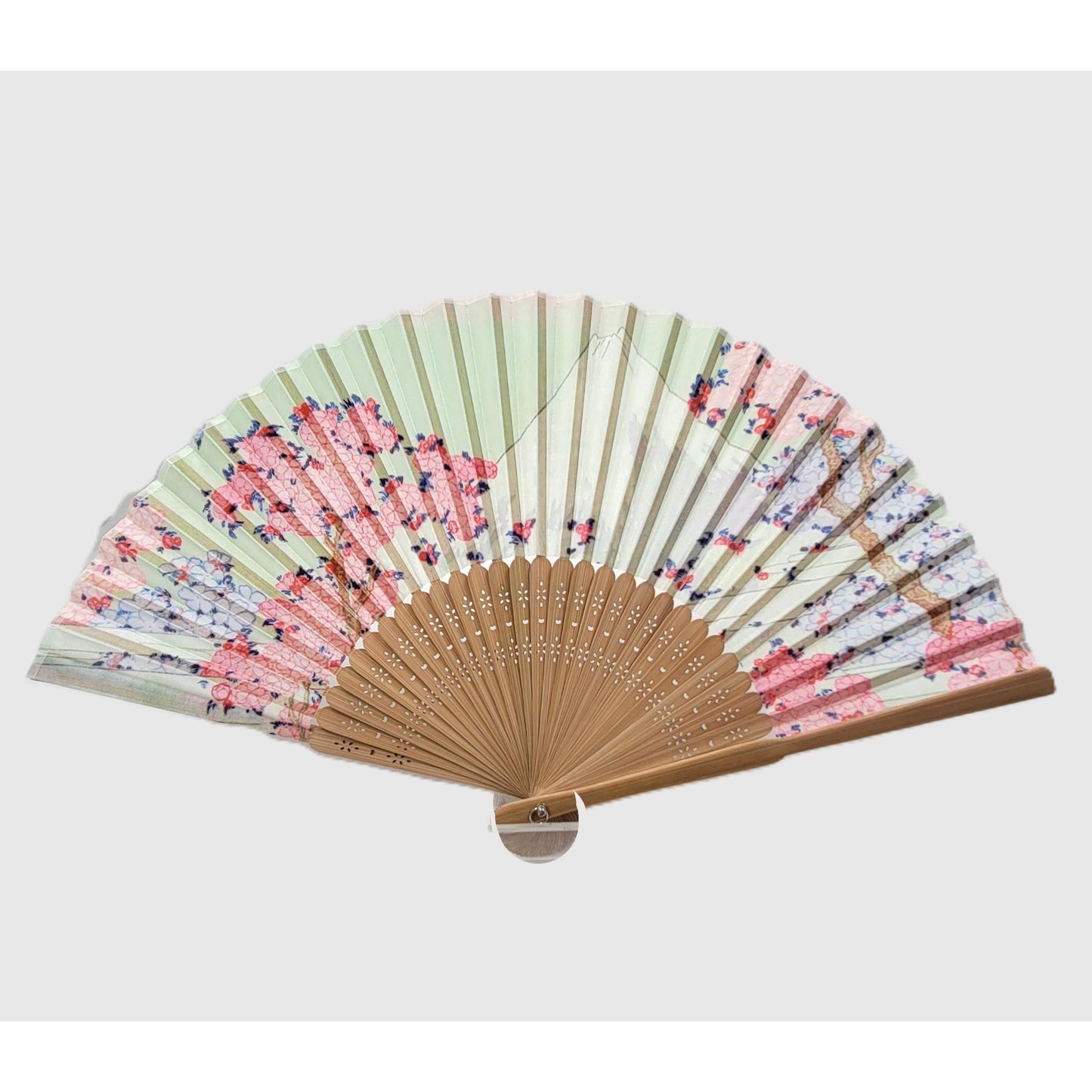 Collection Eventail AOI - Motif UKIYOE Japonais HOKISAI　Mont Fuji aux cerisiers en fleurs et hortensias