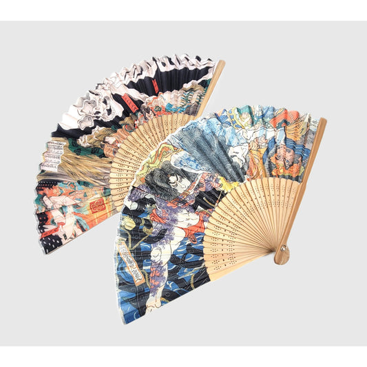 Collection Eventail AOI - Motif UKIYOE Japonais Kuniyoshi Heroes et Skelton