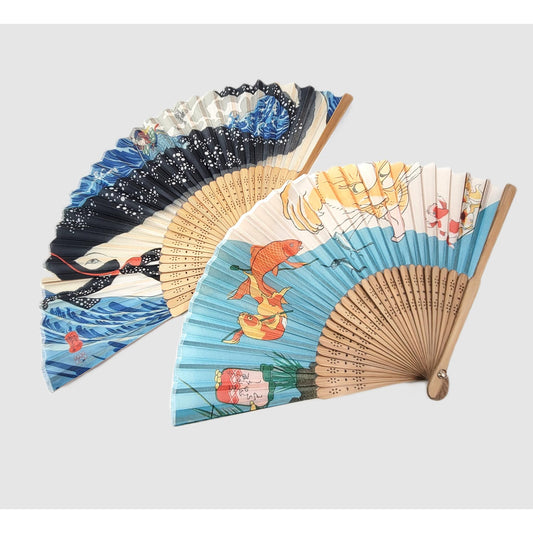 AOI Fan Collection - Kuniyoshi Japanese Ukiyo-e Design Goldfish and Whale