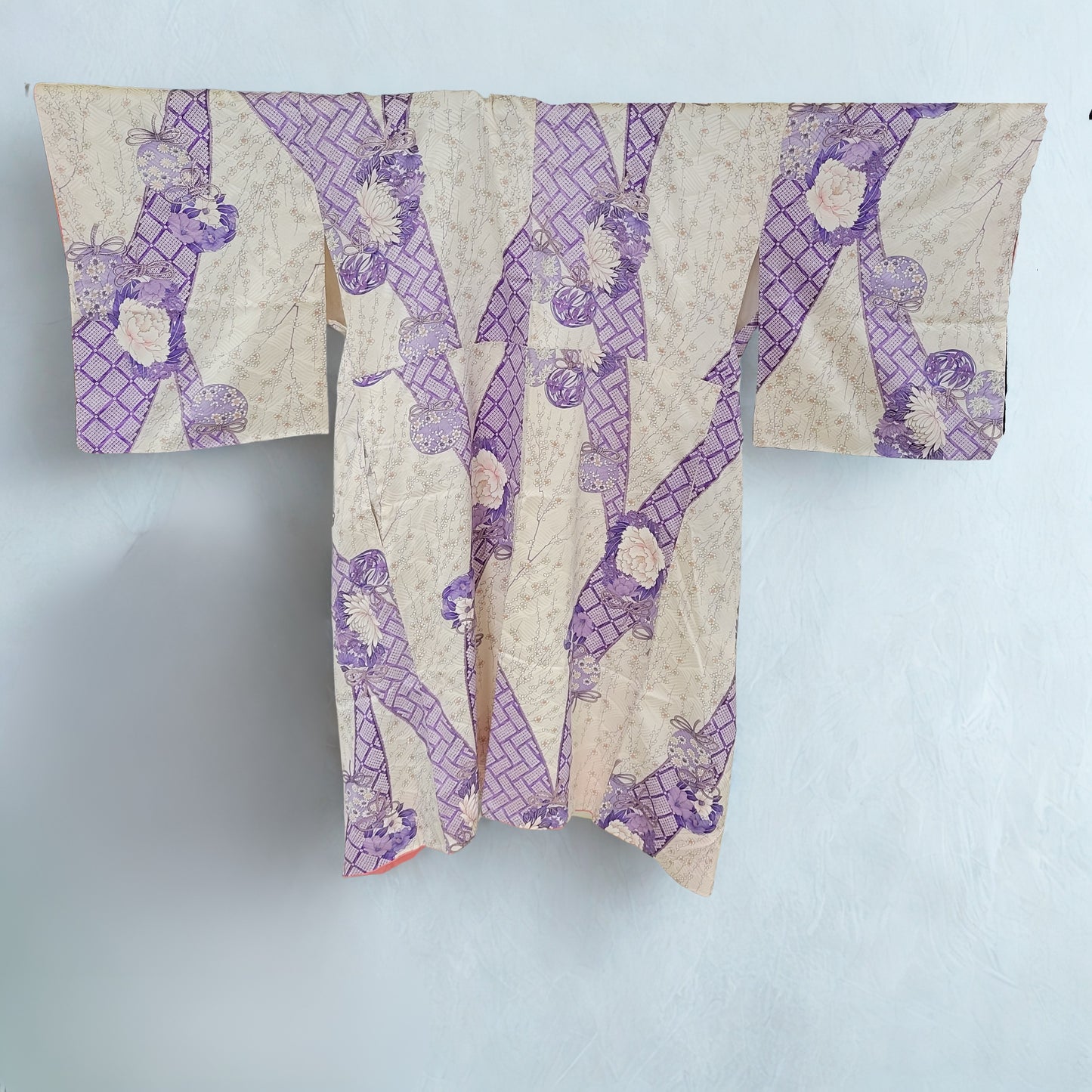 Veste Kimono Longue en Soie Vintage – Création Upcyclée avec Poches [Sérénité Pourpre]