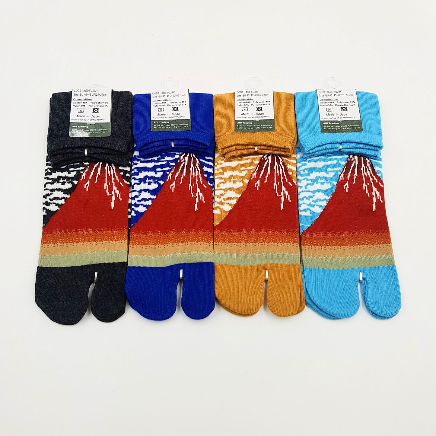 Chaussettes Japonaises Tabi en Coton - Mont Fuji Taille Large