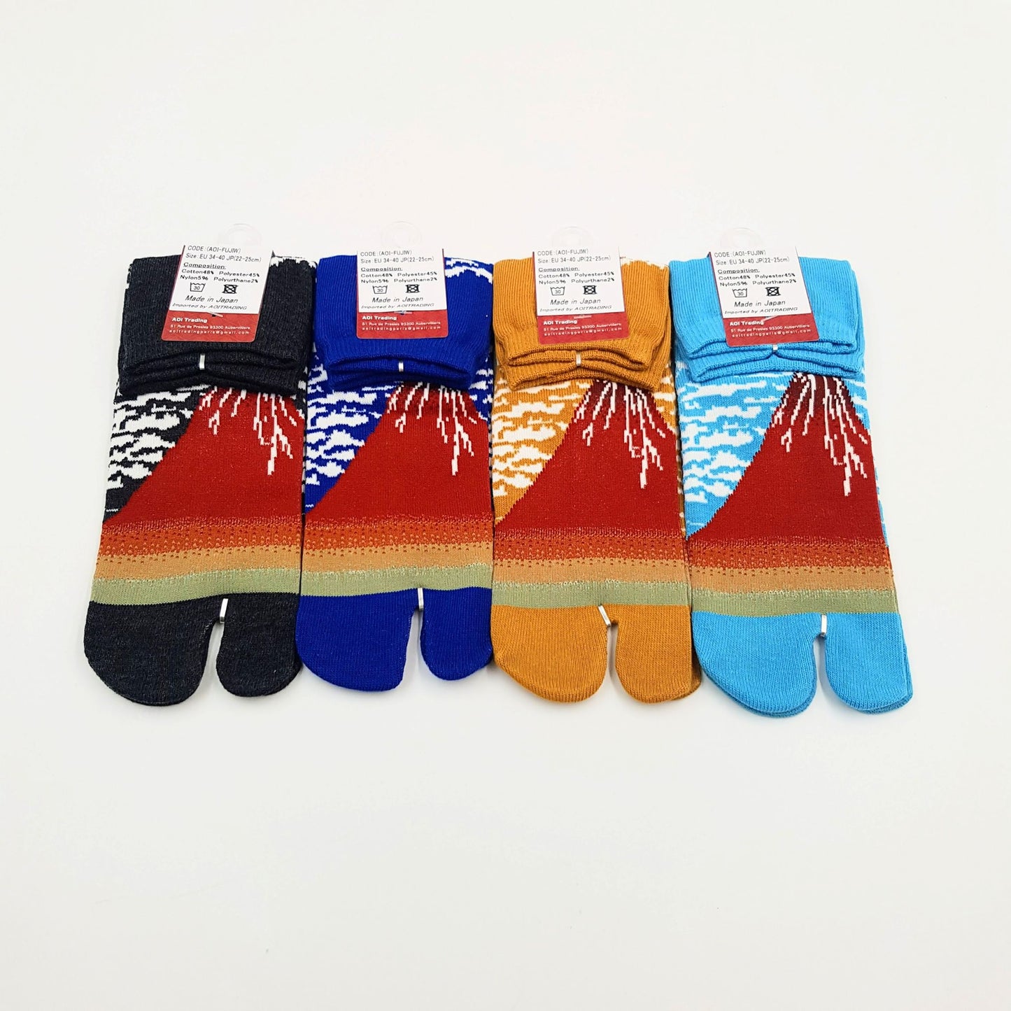 Chaussettes Japonaises Tabi en Coton - Mont Fuji