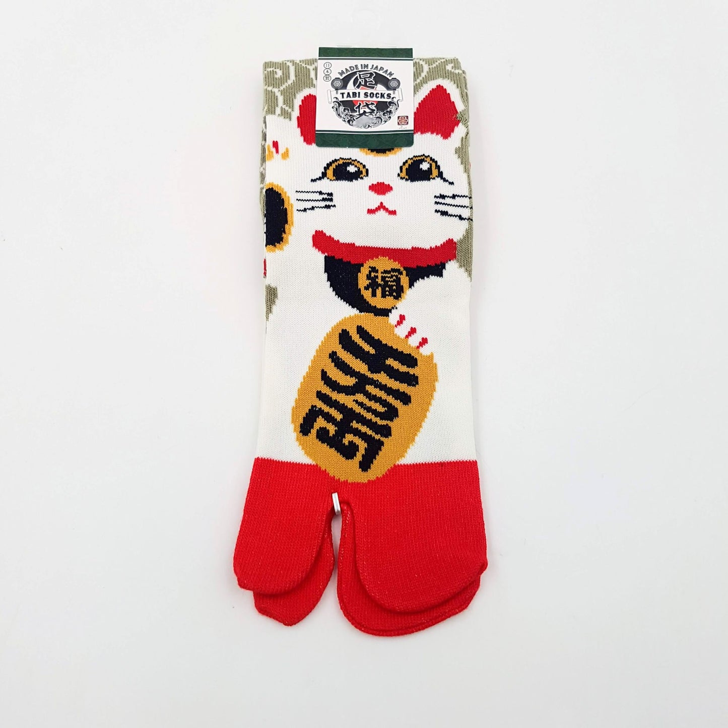 Chaussettes Japonaises Tabi en Coton - Maneki Neko Chat Taille Large