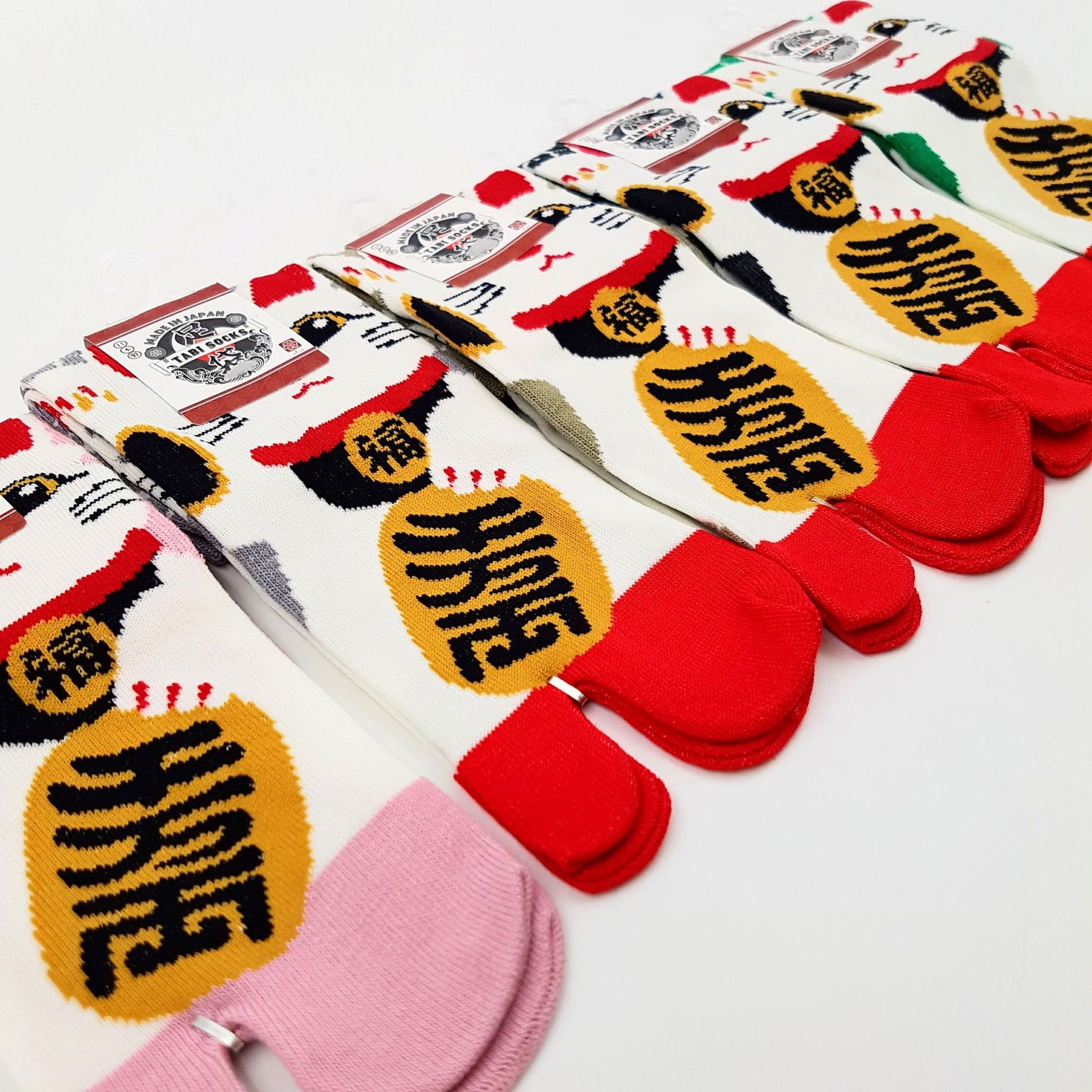 Chaussettes Japonaises Tabi en Coton - Maneki Neko Chat