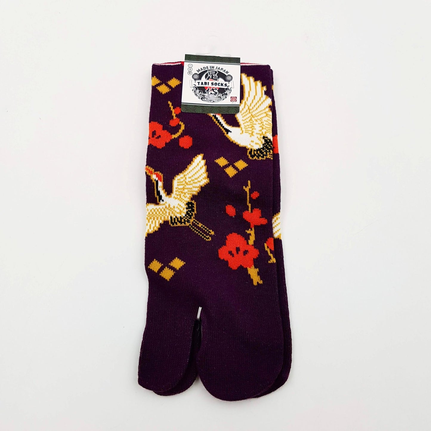 Chaussettes Japonaises Tabi en Coton - Grue Taille Large