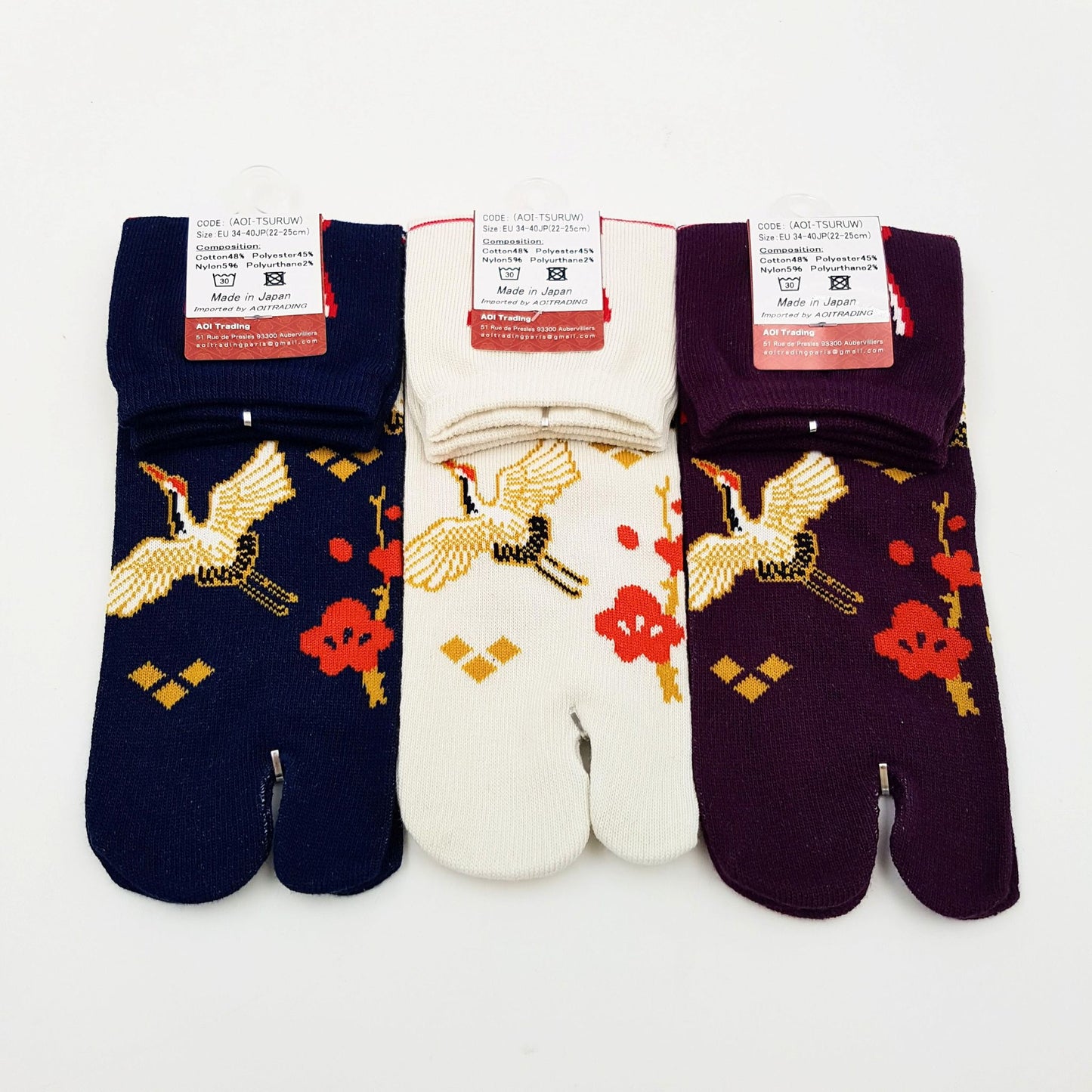 Chaussettes Japonaises Tabi en Coton - Grue