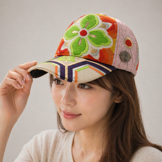 Casquette OBI – Motif Floral Pop & Géométrie Sacrée