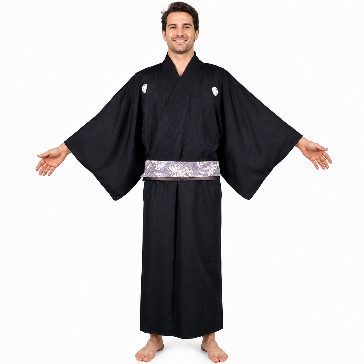 Ceinture réversible Musubi en coton - Vague Gris