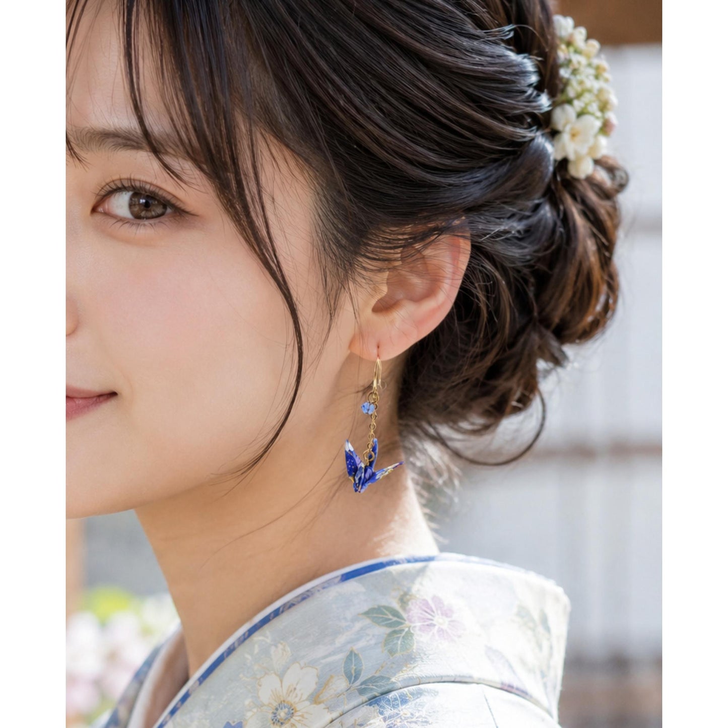 Boucle d'oreille japonaise Origami Tsuru Grue MUK