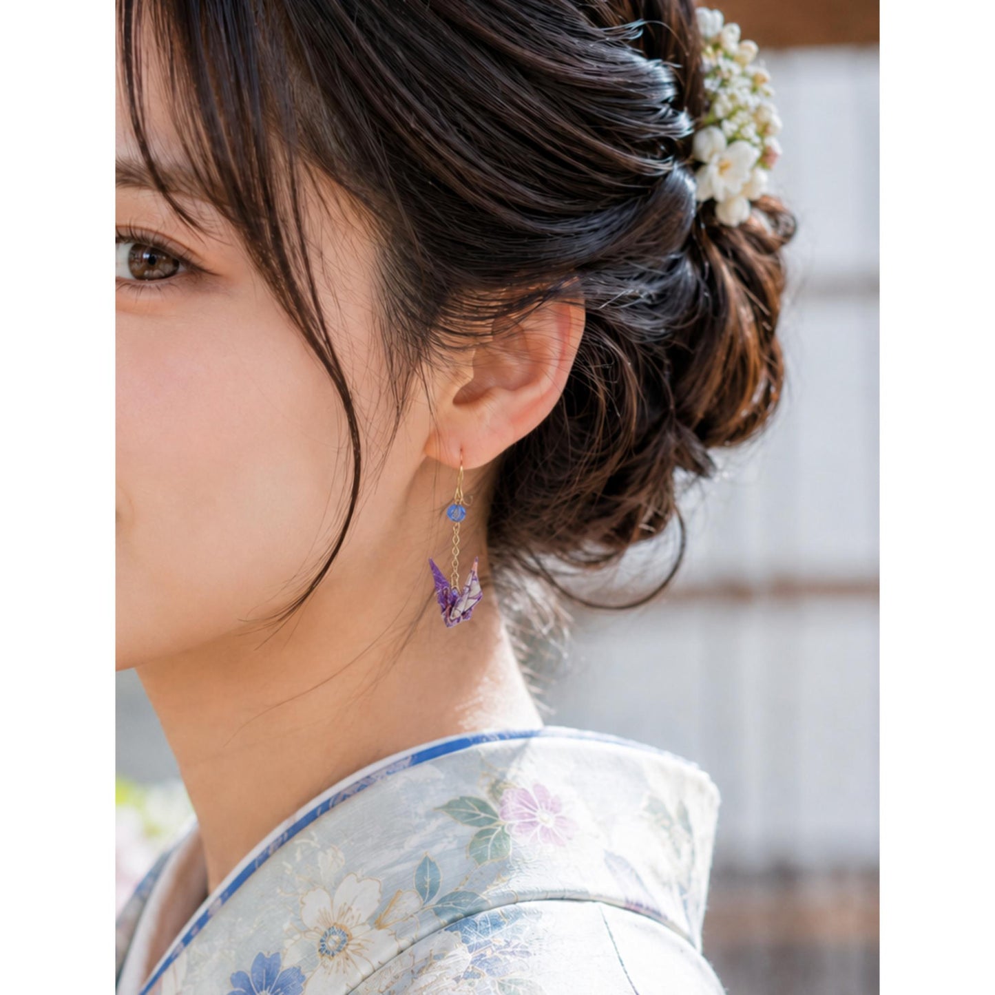 Boucle d'oreille japonaise Origami Tsuru Grue MUK