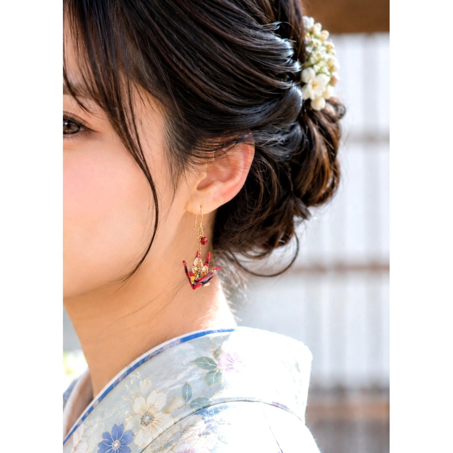 Boucle d'oreille japonaise Origami Tsuru Grue MUK