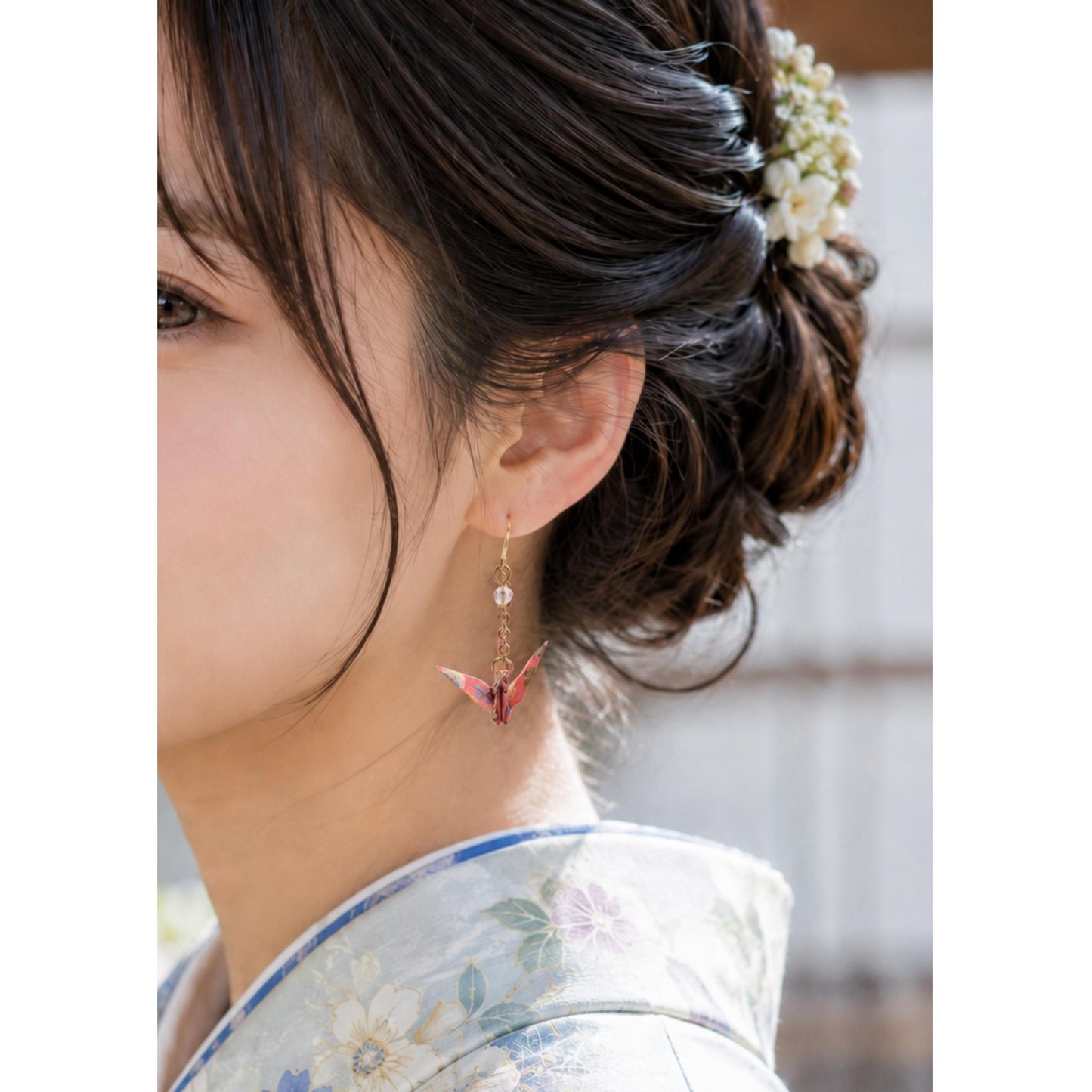 Boucle d'oreille japonaise Origami Tsuru Grue MUK