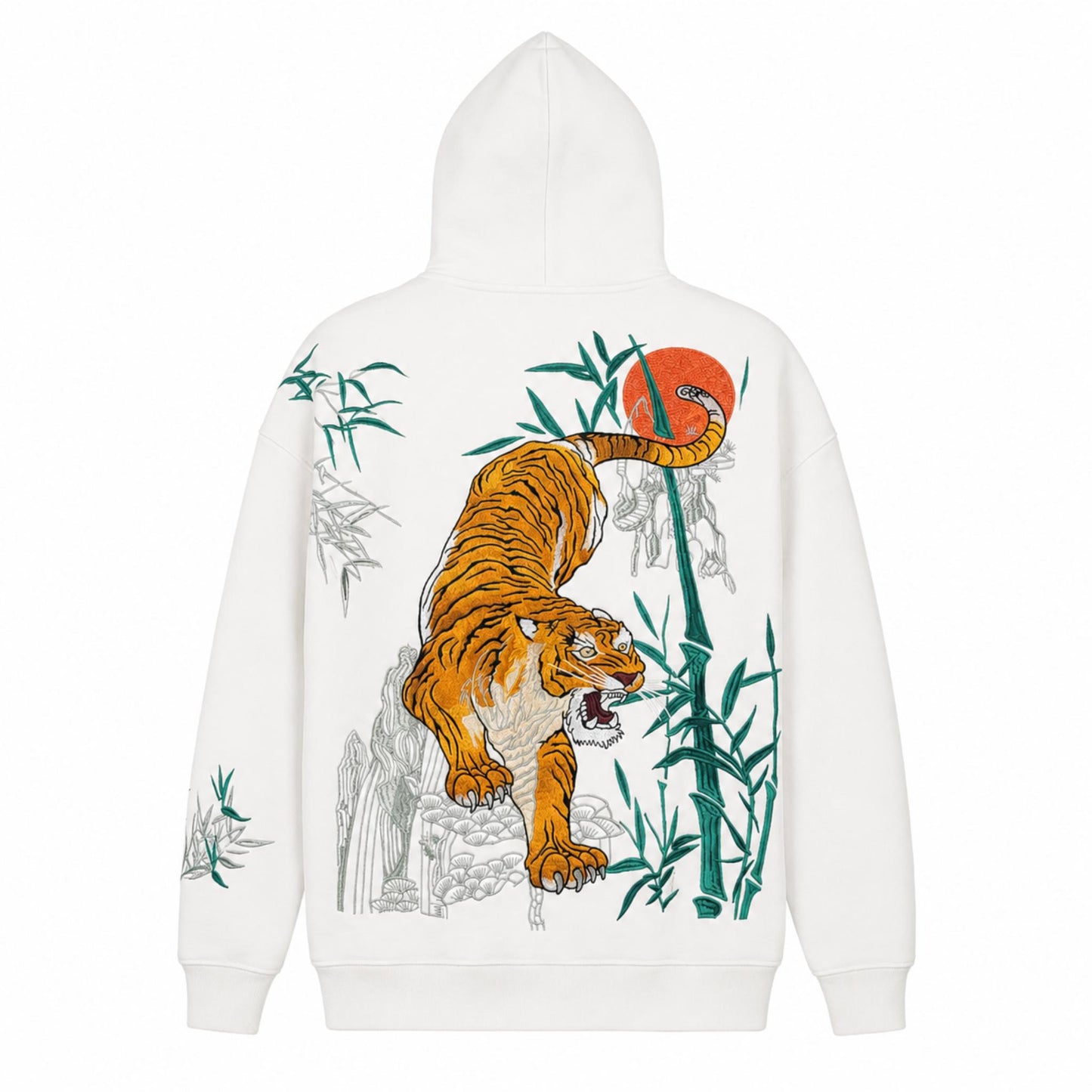 Hoodie broderie - Tigre - Blanc